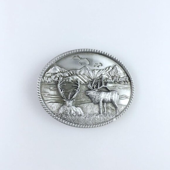 Men's Metallic Vintage Native American Vintage Style Deer Oval Belt Buckle - Picture 4 of 8